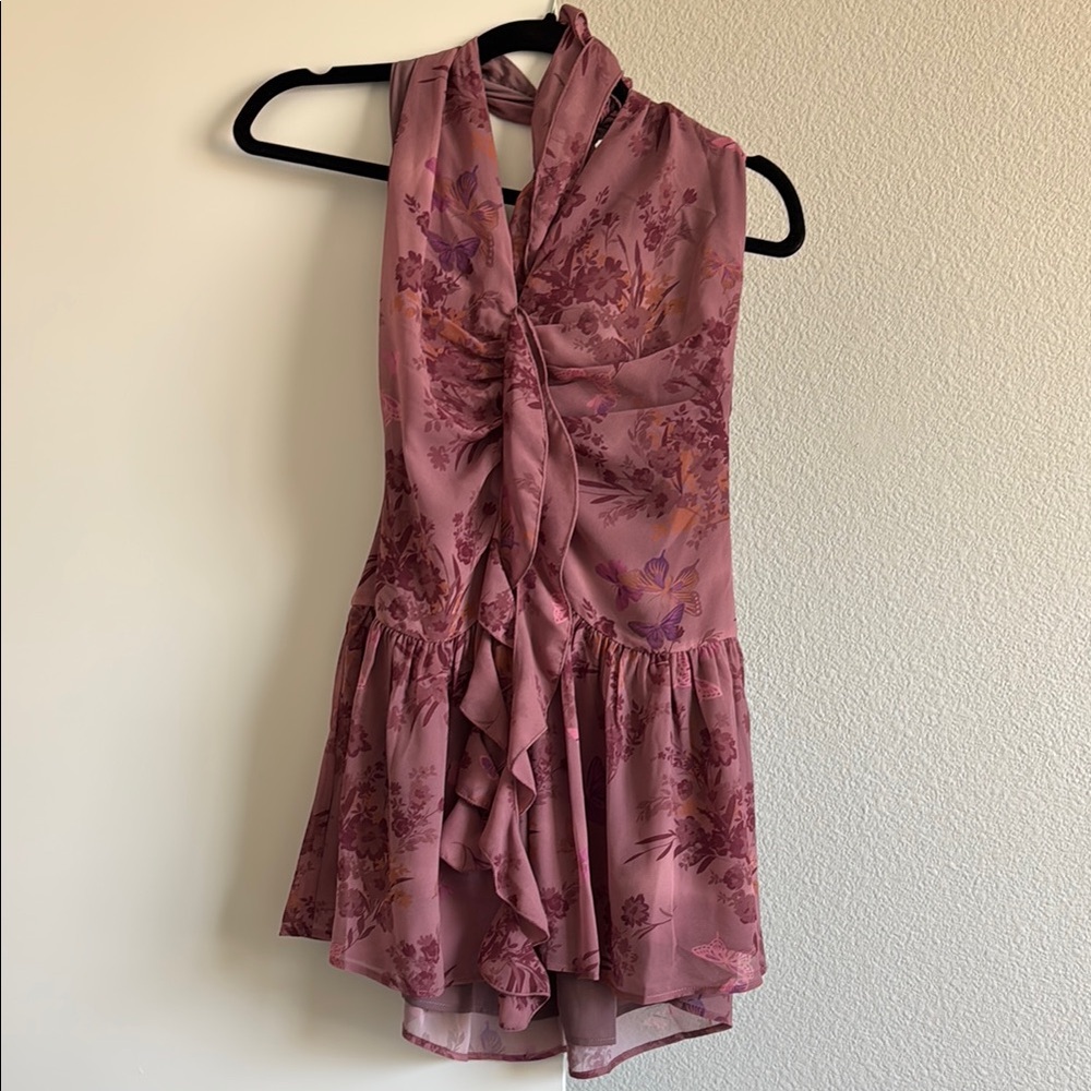 NBD Diya Mini Dress in Mauve Floral - size S
